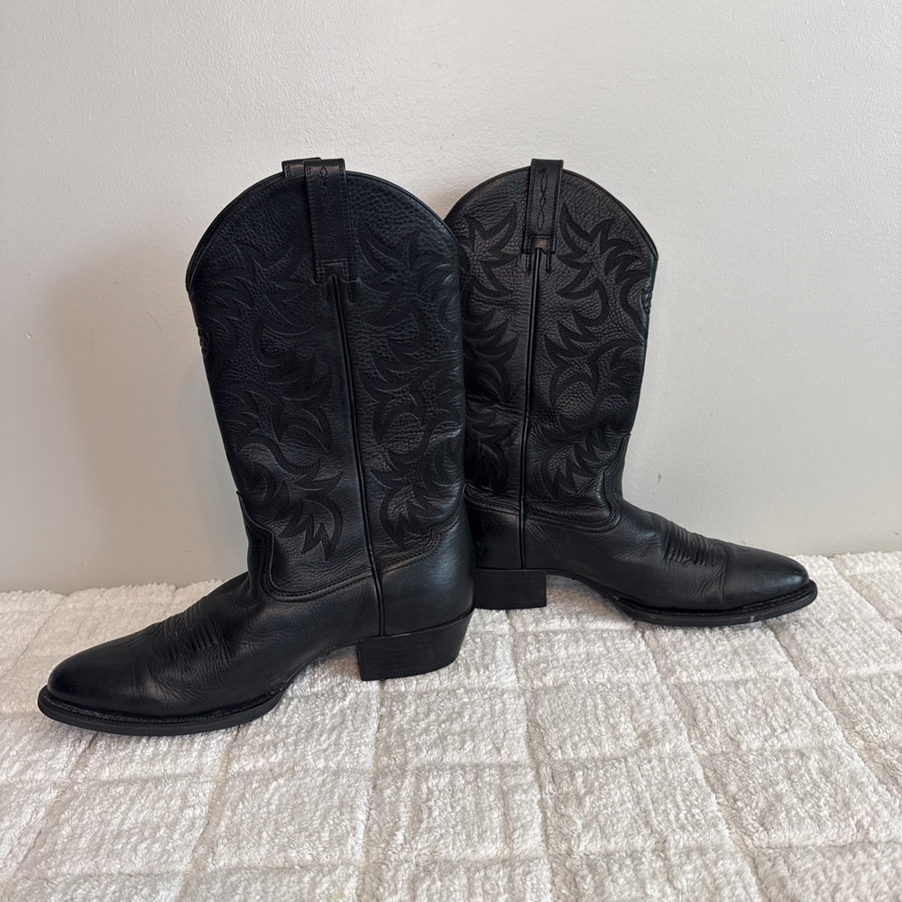 Ariat Heritage Mens Western Cowboy Boots Size 12D Black Leather Embroidery